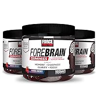 FORCE FACTOR Forebrain Gummies, 3-Pack, Nootropic Brain Support Supplement for Memory & Focus, Brain Vitamin with COGNIGRAPE & Huperzine A, Focus Gummies to Support Recall & Sharpness, 180 Gummies