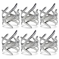 DII Decorative Assorted Silver Napkin Ring Set, One Size, Branch, 6 Count