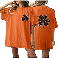 Funny Shamrock Graphic T-Shirts Women Summer Short Sleeve Oversized Tee Tops 2024 St Patrick's Day Casual Blouses