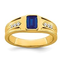 14k Synthetic Sapphire and Diamond Mens Ring RM7306-SA-010-YA