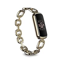 Luxe Special Edition Fitness and Wellness Tracker, Gorjana Soft Gold Stainless Steel Parker Link Bracelet, One Size (S & L Peony Classic Bands Included)