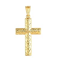 Jewelry Affairs 14k Yellow Gold Shiny Diamond Cut Fancy Cross Pendant 15x30 mm