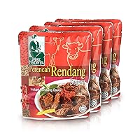 Mak Nyonya Instant Rendang Sauce For Beef/Chicken X4 Dry Curry Paste Authentic Rendang Instant Curry Sauce For Beef Chicken Vege Fish Seafood & Other Meat Item 7oz each, 200g