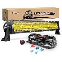 Amber Led Light Bar 22Inch 480W Triple Row Flood Spot Combo Waterproof Off Road Driving Lighting with Off-Road Wiring Harness for Boat Trucks Pickup SUV ATV UTV, 2 Years Warranty