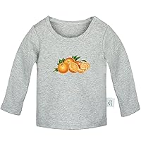 Fruit Orange Cute Novelty T Shirt, Infant Baby T-Shirts, Newborn Long Sleeves Graphic Tee Tops