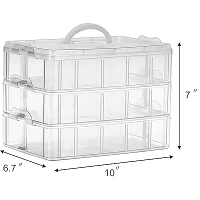 Sooyee 3-Tier Stackable Craft Organizers and Storage Box with 30  Compartments