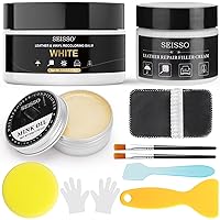 White Leather Recoloring Balm, Leather Repair Kit with Mink Oil Leather Conditioner, Leather Color Restorer, Leather Dye for Scratches, Holes, Faded for Couches, Furniture, Shoes, Car Seat, Sofa