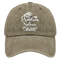 Math Teacher Quotes_Problem Solver Math Teacher Trucker Hat Women Baseball Hat Pigment Black Dad Hats for Men Gifts