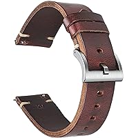 Hemsut Leather Watch Bands, Horween Leather Watch Strap for Men 18 19 20 21 22 24mm Quick Release Handmade Vintage Replacement Wrap