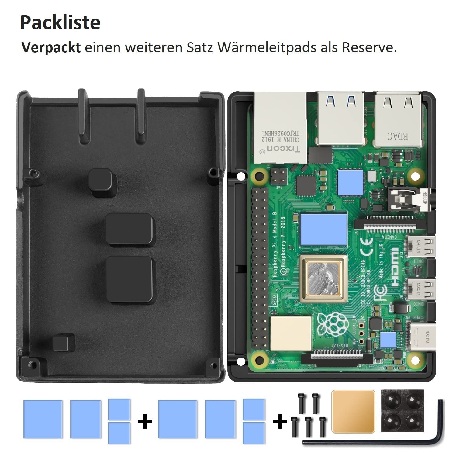 Miuzei Raspberry Pi 4 Gehäuse mit 4B Case Aluminium Passiv Kühlung Speziell entwickelt für Raspberry Pi 4 Modell B 8GB/4GB/2GB/1GB Cooling Heat Dissaption Metal Case