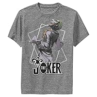 DC Comics Batman Laughing Maniac Boys Short Sleeve Tee Shirt, Charcoal Heather, X-Large