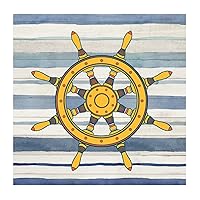 Nautical Beach Theme Boat Ship Steering Wheel Sofa Wall Art Wall Art Murals Watercolor Marine Life Peel and Stick Wall Decal for Teen Room Kids Room Bathroom Cups Vinyl