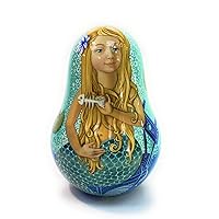 Exclusive Russian Nesting Dolls Roly-Poly Toy Mermaid 1 Pieces Author's Hand-Painted. Handmade Wooden Toy Gift Doll Home Decor Matryoshka.