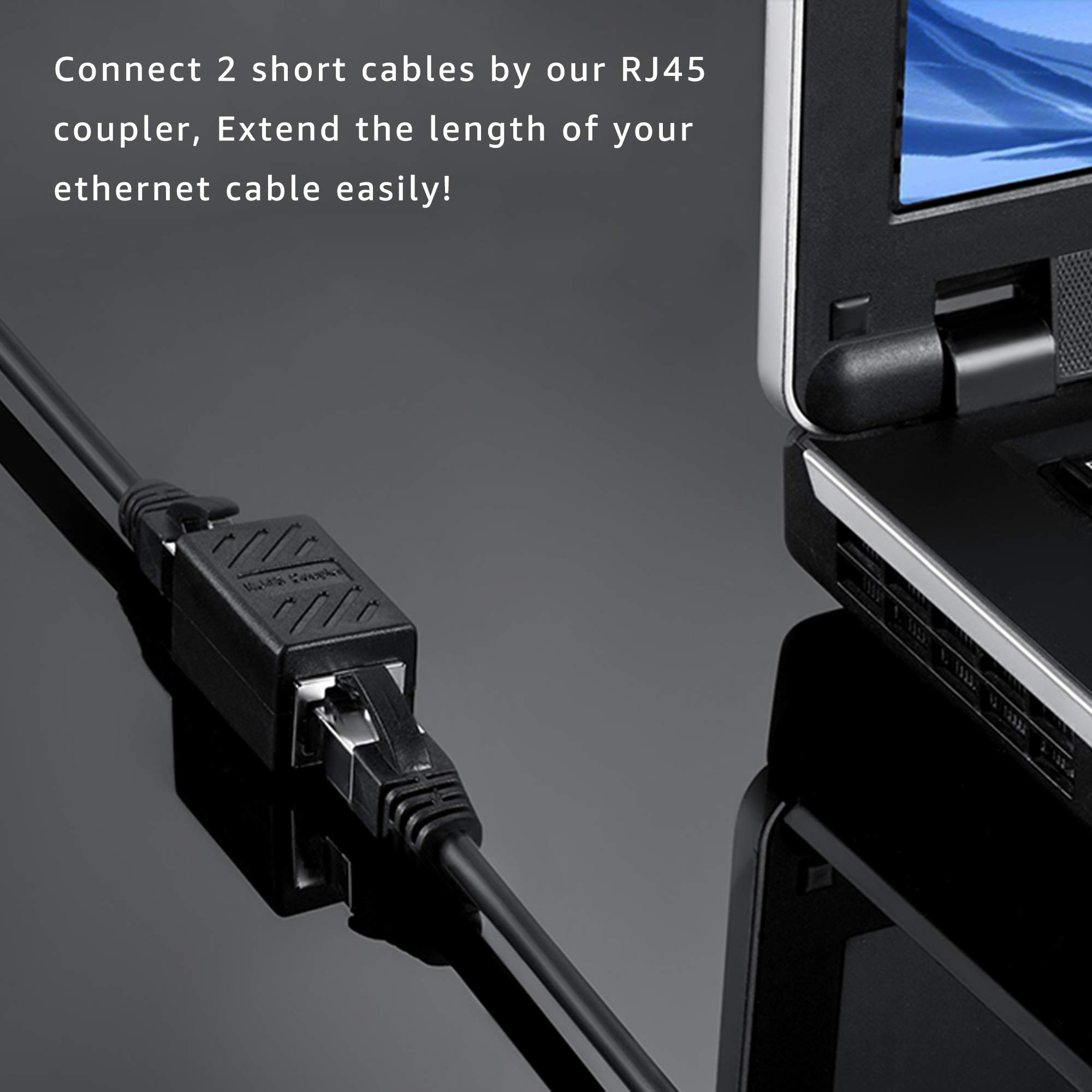 DEFACE RJ45 Coupler Cable Coupler Cat8 Cat7 Cat6 Cat5e Female to Female Ethernet Adapter 10pcs per Pack Black