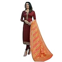 ladyline Wedding Partywear Crepe Silk Salwar Kameez Embroidered with Silk Dupatta