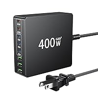 USB C Charger 400W Fast GAN Charger Block 8 Port Charging Station HUB Brick Dual PD PPS 100W Laptop Charger Compatible with DELL HP MacBook Pro/Air/All iPad iPhone 15/14/13/Pro Max/Galaxy Note