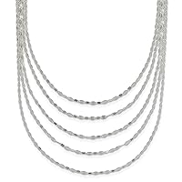 Sterling Silver 5 Strand Fancy Flat Link Necklace
