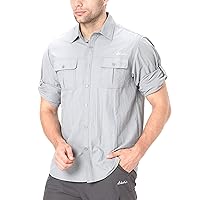 clothin Men's Long Sleeve Fishing Vented Shirt - Quick-Dry Roll-Up Lightweight Cooling Outdoor