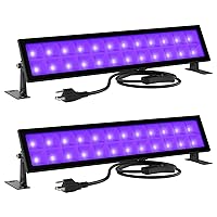 2 Pack 48W Black Light Bars, LED Blacklight with Plug and Switch, IP66 Outdoor Black Lights Flood Light, Glow in The Dark Party Supplies for Stage Lighting, Halloween Decorations, Body Paint