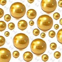 50Pieces Floating NO Hole Pearls Beads for Vases and 500 PCS Water Beads,Vase Fillers for Home Decor,Makeup Brush Beads,Pearls Vase Centerpiece for Vase Party Table Wedding 8/14/20mm(Bright Gold)