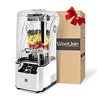 WantJoin Commercial Professional Blender With Shield Quiet Sound Enclosure 2200W Industries Strong and Quiet Professional Blender (White)