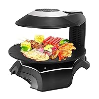 NEWTRY 3D Infrared Electric Griddles Barbecue Oven Commercial Home Kitchen BBQ LCD Touch Screen Grill Griller Temperature Timer Control for Indoor Outdoor Parties (220V Voltage, Black)