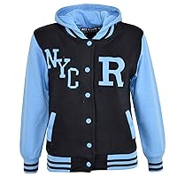A2Z 4 Kids Baseball Hooded R Fashion NYC Jacket Varsity Style Coat Long Sleeves Casual Fashion For Girls Boys Age 2-13 Years
