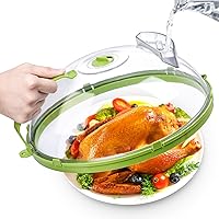 Microwave Splatter Cover 12 Inch, Microwave Cover for Food with Handle and Water Steamer, Clear Microwave Food Cover, Kitchen Utensils, Kitchen Gifts, House Warming Gifts New Home, Green