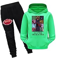 Child Hazbin Hotel Graphic Sweatshirts with Sweatpants,Lightweight Comfy Loose Fit Workout Sets 2 Piece Outfits