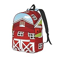 Canvas Backpack For Women Men Laptop Backpack Cartoon Red Farm Travel Daypack Lightweight Casual Backpack