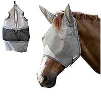 Horse Fly Mask with Ears, Built in Visor Breathable Lightweight Horse Fly Mask, 95% UV Eye Protection Horse Supplies, UV Fly Mask for Horses