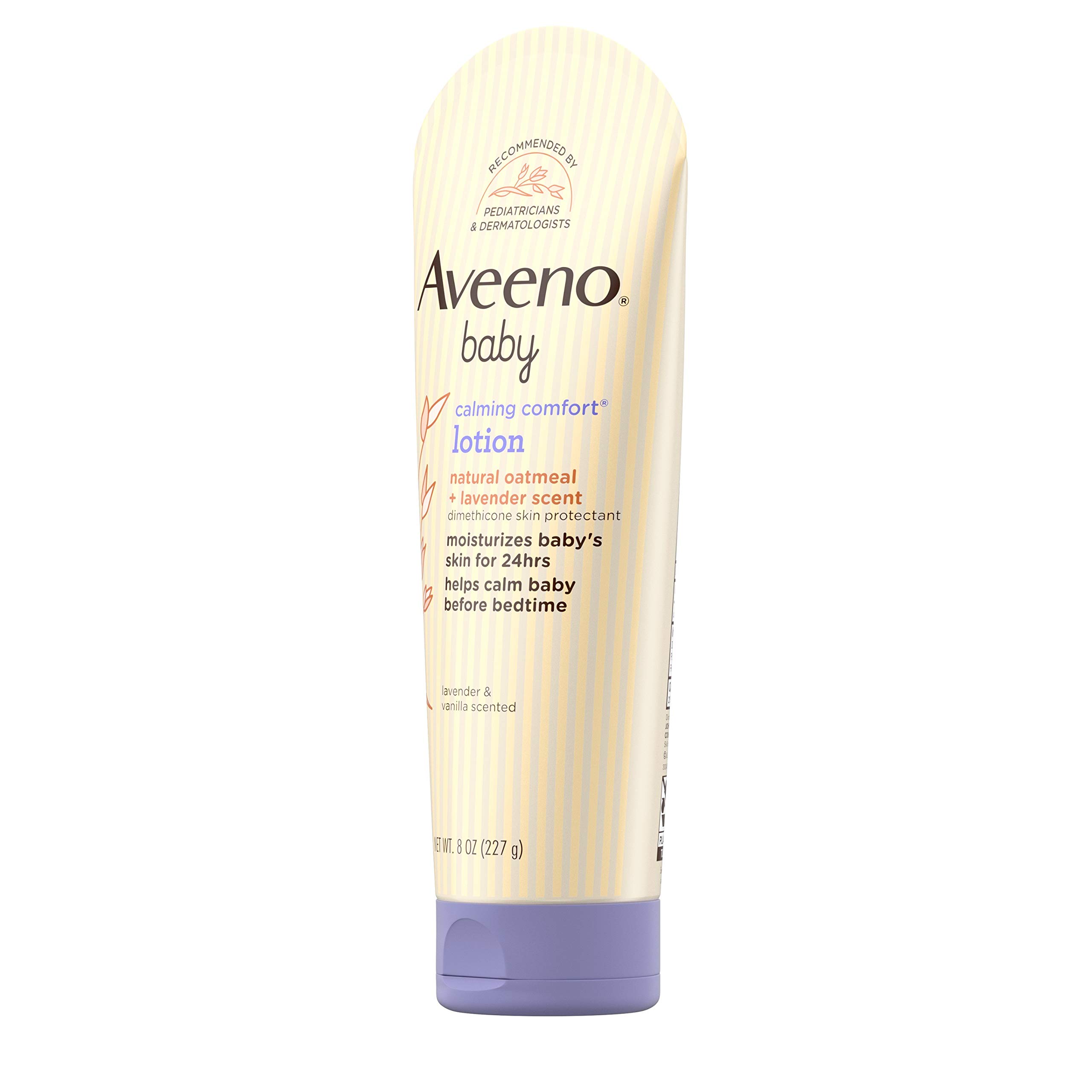 Aveeno Baby Calming Comfort Moisturizing Lotion with Relaxing Lavender & Vanilla Scents, Non-Greasy Body Lotion with Natural Oatmeal & Dimethicone, Paraben- & Phthalate-Free, 8 fl. oz