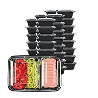 LOKATSE HOME Meal Prep Container Microwave Safe 24 Pack 2 Compartment with Lids, Stackable Bento Box, Food Storage Reusable, BPA Free, Freezer, Dishwasher Safe (32 oz)
