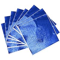 100PCS Gold Foil Leaf Sheet, 3.15*3.35inches, Multiple Colors, Used for Gilded Crafts, Painting, Handcrafts, DIY Design, Furniture Decoration, Gilding(Blue)