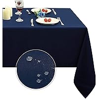 Obstal Rectangle Table Cloth, Oil-Proof Spill-Proof and Water Resistance Microfiber Tablecloth, Decorative Fabric Table Cover for Outdoor and Indoor Use (Navy Blue, 60 x 84 Inch)