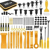 GOOACC 330Pcs Trim Removal Tool, Auto Push Pin Bumper Retainer Clip Set Fastener Terminal Remover Tool Adhesive Cable Clips Kit Car Panel Radio Removal Auto Clip Pliers, Yellow