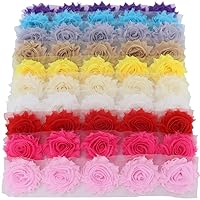 Mybigqueen 5 Piece Boutique Shabby Chic Fabric Rose Flowers Trim DIY Chiffon Frayed Tulle Flower, 10 Colors