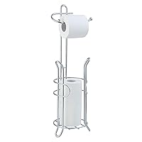 SunnyPoint Bathroom Toilet Tissue Paper Roll Storage Holder Stand with Reserve, The Reserve Area Has Enough Space to Store Mega Rolls; Chrome Finish