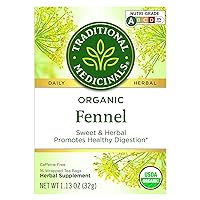 Organic Fennel Herbal Tea, Promotes Digestive Health, (Pack of 1) - 16 Tea Bags