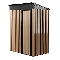 Metal Garden Shed, 5FT x 3FT Outdoor Storage Shed, Metal Utility Tool Storage Shed with Door Lock, Waterproof Roofs, for Backyard Garden Patio Lawn, Brown