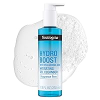 Neutrogena Hydro Boost Fragrance Free Hydrating Gel Facial Cleanser with Hyaluronic Acid, Daily Foaming Face Wash & Makeup Remover, Gentle Face Wash, Non-Comedogenic, 7.8 fl. oz