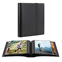 Aevdor Photo Album 5x7 Holds 64 Photos Black Inner Pages with Strong Elastic Band, Small Photo Album 5x7, Mini Picture Book for 5x7 Artwork, Photos, Kids Art Storage, Postcards, Drawings (Black)