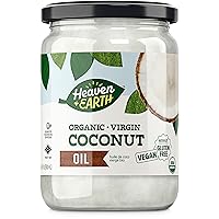 Heaven & Earth Organic Coconut Oil, 16oz | Cold Pressed Cooking Oil | Coconut Oil for Hair & Skin | Unrefined Virgin Coconut Oil | Paleo Friendly | Vegan