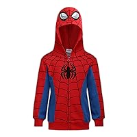 Marvel Avengers Captain America and Spider-Man Boys Zip-Up Hoodie for Toddlers and Big Kids – Blue/Red/White