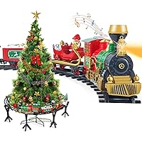 Elevated Christmas Train Sets for Around The Tree with Lights and Sounds, Holiday Themed Train Set with Suspended Tracks for Under The Tree
