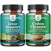 Bundle of Liver Cleanse Detox & Repair Complex and Colon Cleanser & Detox - Herbal Liver Support Supplement with Silymarin Milk - Lactobacillus Acidophilus Probiotic Supplement Body Cleanse