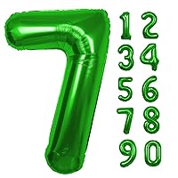 40 inch Green Number 7 Balloon, Giant Large 7 Foil Balloon for Birthdays, Anniversaries, Graduations, 7th Birthday Decorations for Kids