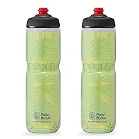 Polar Bottle Breakaway Insulated Water Bottle - BPA Free, Cycling & Sports Squeeze Bottle (Jersey Knit - Highlighter 24 oz) - 2 pack