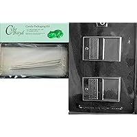 Cybrtrayd Laptop Computer Miscellaneous Chocolate Candy Mold with Packaging Bundle of 25 Cello Bags, 25 Silver Twist Ties and Chocolate Molding Instructions