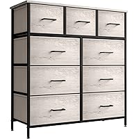 Sorbus Dresser with 9 Faux Wood Drawers - Storage Unit Organizer Chest for Clothes - Bedroom, Hallway, Living Room, Closet, & Dorm Furniture - Steel Frame, Wood Top, & Easy Pull Fabric Bins